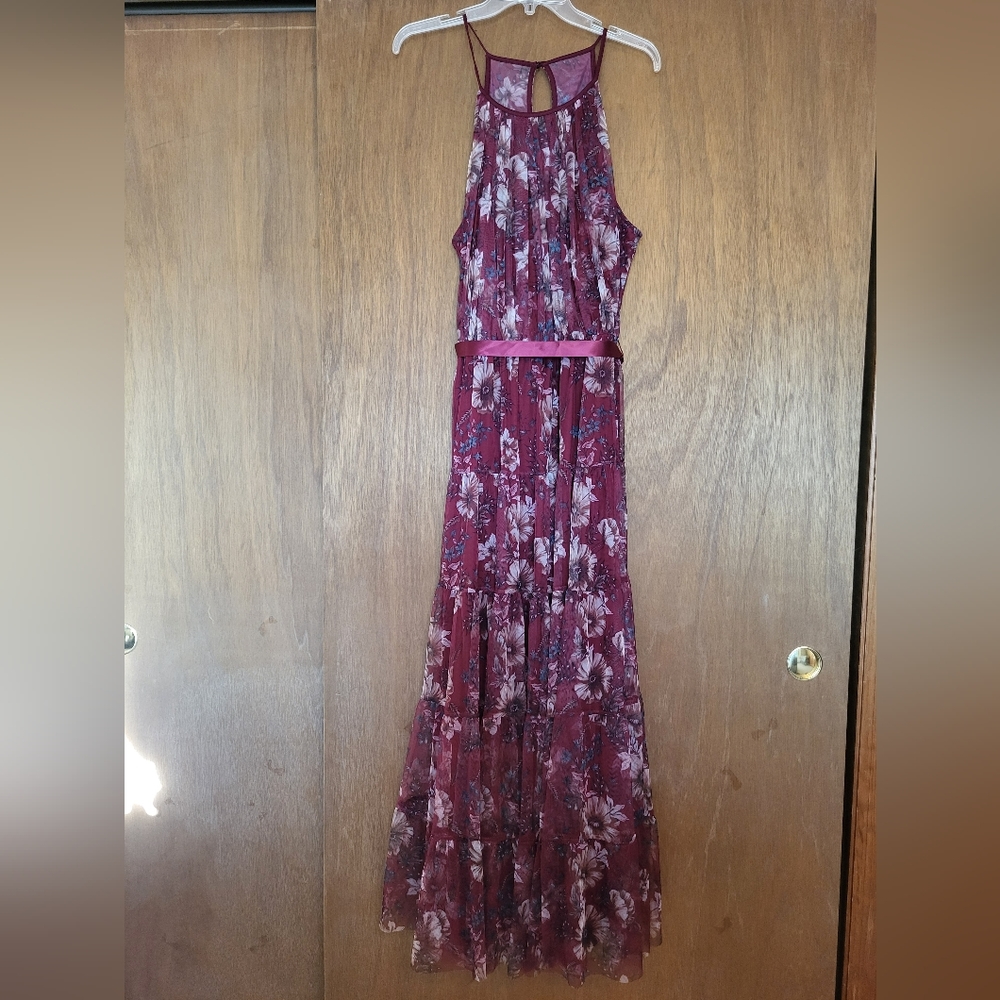 Women's floral halter dress size 1X, maroon